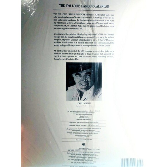 1991 Louis L'Amour Calendar Western Art- Cowboy Life New old Stock ! - Picture 2 of 3